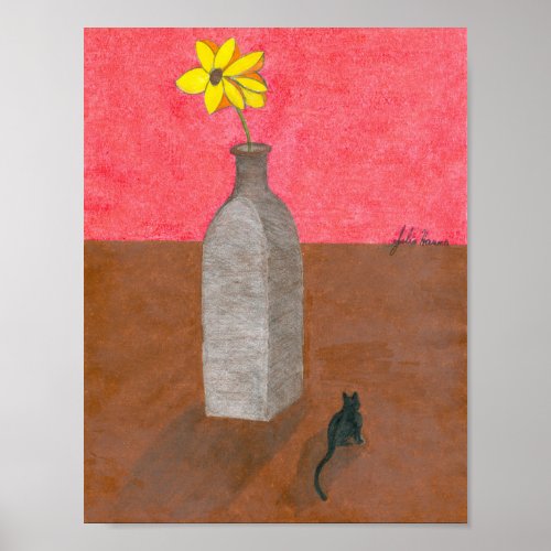 The Flower and Irina the Cat by Julia Hanna Posters