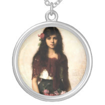 The Flower Seller by Alexei A Harlamoff Custom Necklace