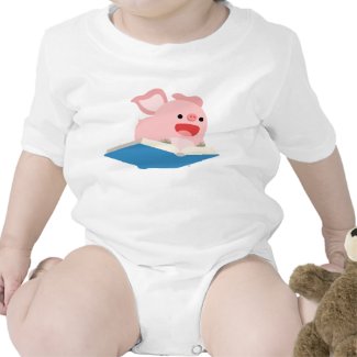 The Flying Book and Cartoon Pig Baby T-Shirt shirt
