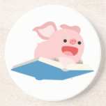 The Flying Book and Cartoon Pig Coaster