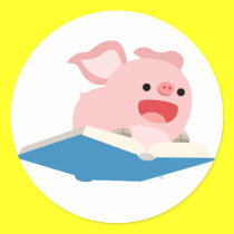 The Flying Book and Cartoon Pig Sticker