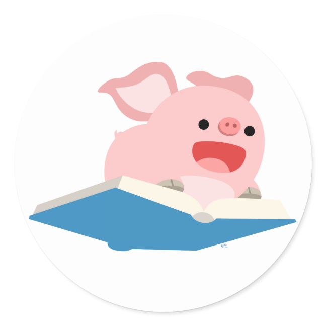 The Flying Book and Cartoon Pig Sticker