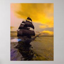 flying, dutchman, folklore, myth, ghost, phantomsailing, sailboat, ketch, cannon, vessel, boat, boating, yachting, yacht, clipper, rudder, schooner, tall, ship, coast, cruise, expeditions, background, gust, jib, marine, mast, nautical, ocean, power, sea, sky, speed, sun, sunlight, sunset, water, waves, wild, wind, Poster with custom graphic design