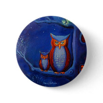 "The Forest At Night:" Owl art button