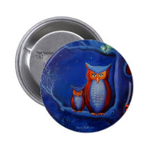 "The Forest At Night:" Owl art button