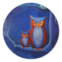 "The Forest At Night" Owl art stickers stickers