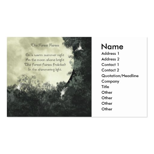 The Forest Fairies Business Card (front side)