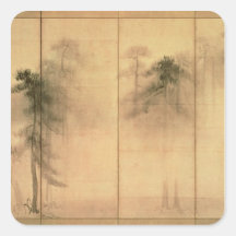 The forest of pines square stickers