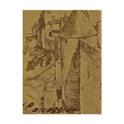The Fortress of Carcassone postcard