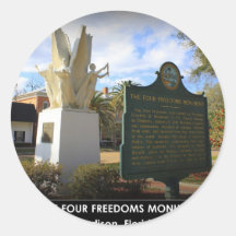 THE FOUR FREEDOMS MONUMENT - MADISON, FL ROUND STICKER