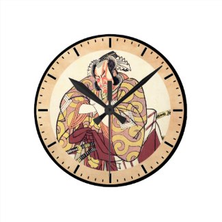 The Fourth Ichikawa Danjuro as Arakawataro Makezu Round Wall Clocks