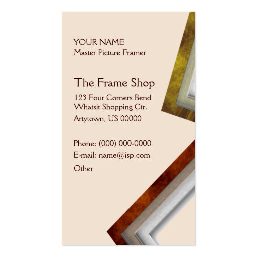 The Frame Shop Business Card Template (front side)