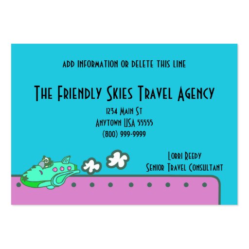 The Friendly Skies Travel Agency Business Cards (front side)