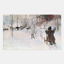 The Front Yard and Wash House in the Snow Rectangle Sticker