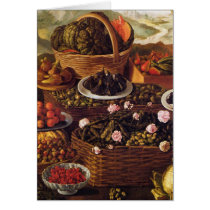 The Fruit Seller in detail by Vincenzo Campi Greeting Cards