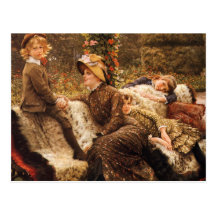 The Garden Bench Fine art family Postcard