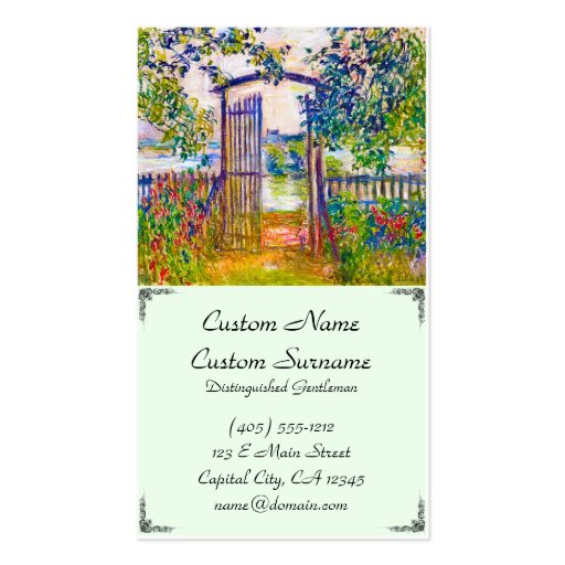 The Garden Gate at Vetheuil Claude Monet Business Cards (front side)