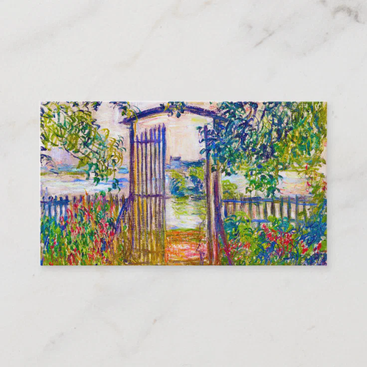 The Garden Gate At Vetheuil Claude Monet Painting Business Card Zazzle