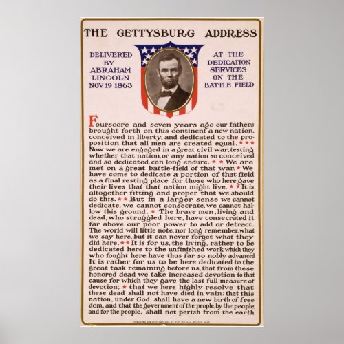 The Gettysburg Address by Abraham Lincoln 1863 print