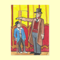 The Giant circus + side show fantasy art postcard