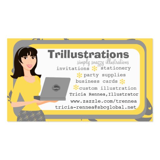 The Girl and her Laptop Business Card Template (front side)
