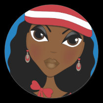 The Girl In The Hat Round Sticker stickers