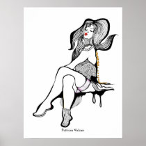 artsprojekt, illustration, girl, art, art print, girly, sock, portraits, feminine, body, woman, naive, modern, contemporay, fashion, sketches, illustrations, delicate, women, drawings, models, beauty, face, style, black, simple, elegance, sophisticated, chic, classic, classy, Poster with custom graphic design