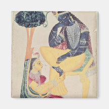 The God Krishna with his mortal love, Radha Fridge Magnets