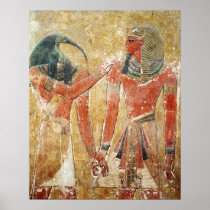 The god Thoth with Seti I  in the Tomb of Seti Posters