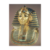 The gold funerary mask, from tomb of postcard
