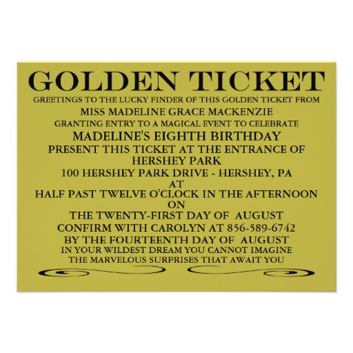 The Golden Ticket Birthday Invitation