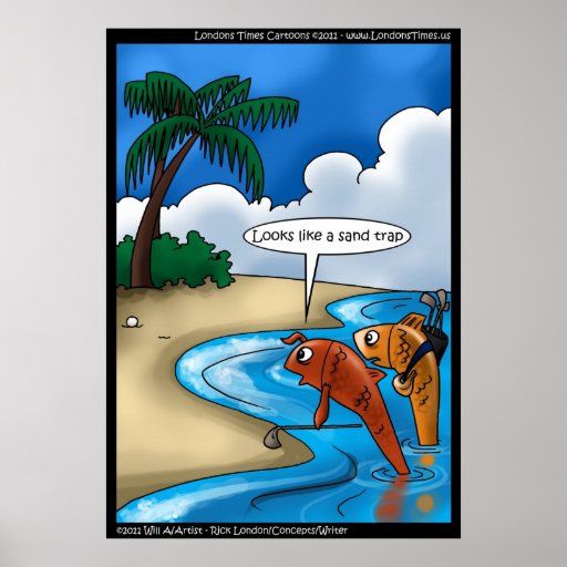 The Golfing Fish Funny Poster Prints Posters