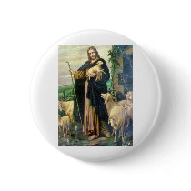 THE GOOD SHEPHERD 2 c. 1900 Pinback Button