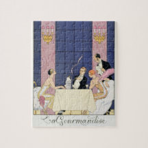 The Gourmands, 1920-30 (pochoir print) Puzzles