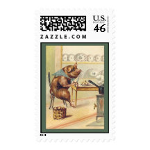 The Gourmet Pig - Cute Anthropomorphic Animal Art Stamp