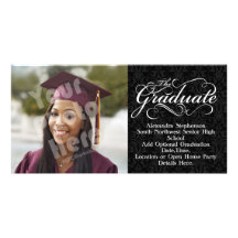 The Graduate, Elegant Black Customized Photo Card