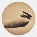 The Graf Zeppelin Approaching New York City 1928 Round Stickers