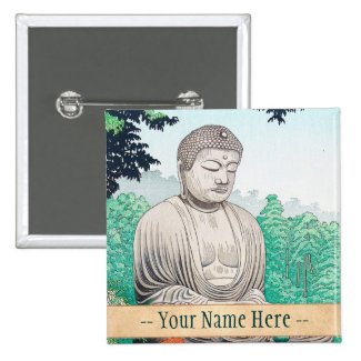 The Great Buddha at Kamakura FUJISHIMA TAKEJI Pinback Button