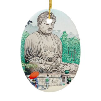 The Great Buddha at Kamakura FUJISHIMA TAKEJI Christmas Tree Ornaments