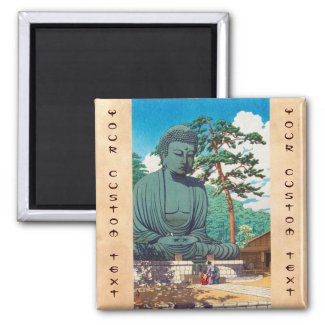 The Great Buddha at Kamakura Hasui Kawase hanga Fridge Magnets