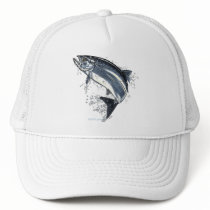 The Great Salmon Going Upstream hats