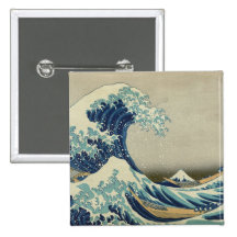 The Great Wave Button