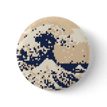 The Great Wave off Kanagawa 8 Bit Pixel Art Pin