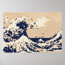 The Great Wave off Kanagawa 8 Bit Pixel Art Posters