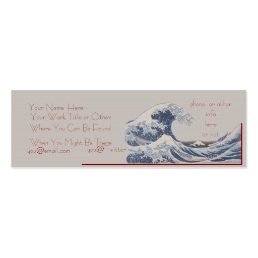 The Great Wave off Kanagawa Skinny Business Card (front side)