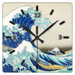 The Great Wave Off Shore of Kanagawa(With Numbers) Square Wallclocks