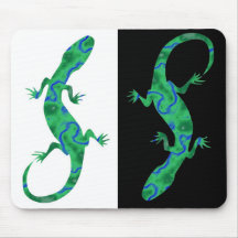 The Green Gecko kind Deco black and white Design Mouse Pad