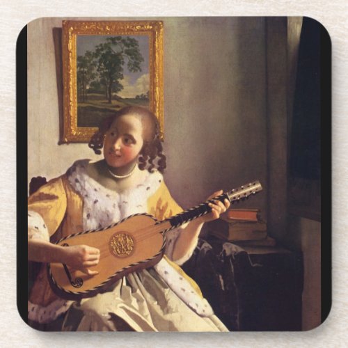 The guitar player by Johannes Vermeer Coaster