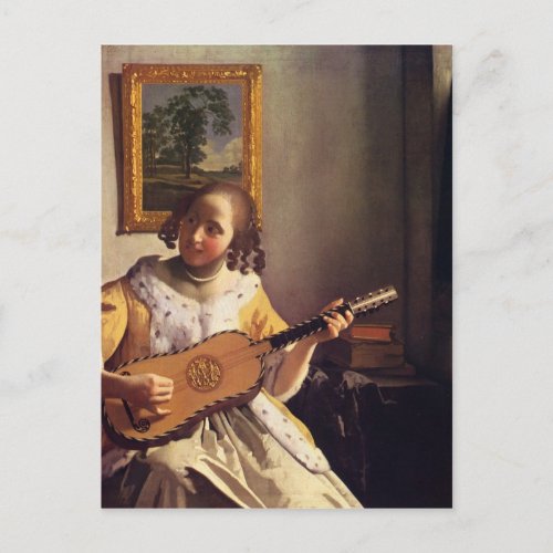 The guitar player by Johannes Vermeer Post Card