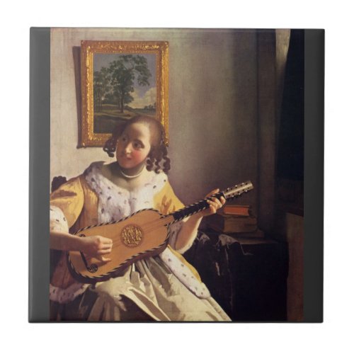 The guitar player by Johannes Vermeer Tiles